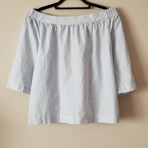 Madewell Clean Off The Shoulder Top Blue/White